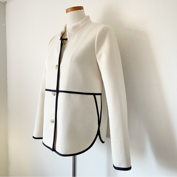 J. Crew off white Tipped Twill blazer jacket NWOT size 6 - Picture 3 of 11